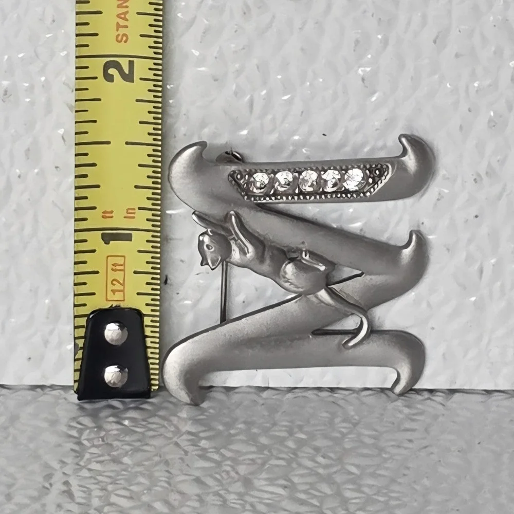 Jonette Jewelry Company Cat M Initial Pewter Pin Brooch